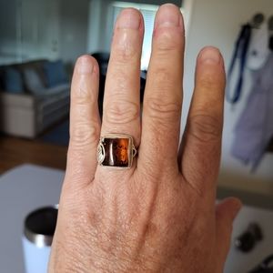 Amber Sterling Silver Ring